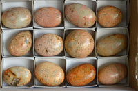 Polished Peachy Runestone Feldspar Gallets x 12 From Kings Ranch, Zimbabwe - TopRock