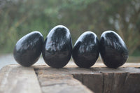 Polished Schorl Black Tourmaline Eggs  x 6 From Madagascar - Toprock Gemstones and Minerals 