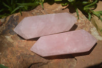 Polished Double Terminated Pink Rose Quartz Points  x 4 From Ambatondrazaka, Madagascar - TopRock