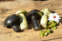 Polished Mixed Selection Of Basalt & Leopard Stone Mushrooms  x 4 From Zimbabwe - TopRock