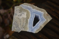 Polished One Side Blue Lace Agate Specimens x 6 From Nsanje, Malawi