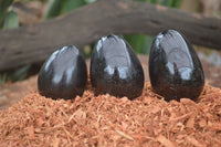 Polished Schorl Black Tourmaline Eggs  x 6 From Madagascar - Toprock Gemstones and Minerals 