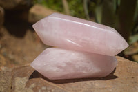 Polished Double Terminated Pink Rose Quartz Points  x 4 From Ambatondrazaka, Madagascar - TopRock