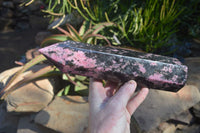 Polished Pink & Black Rhodonite Point x 1 From Madagascar