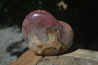 Polished Petrified Red Podocarpus Wood Hearts x 2 From Madagascar - Toprock Gemstones and Minerals 