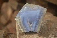 Polished One Side Blue Lace Agate Specimens x 6 From Nsanje, Malawi