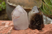 Polished Trio Of Smokey Amethyst Window Quartz Crystals  x 3 From Akansobe, Madagascar - TopRock