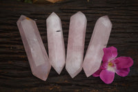 Polished Double Terminated Pink Rose Quartz Points  x 4 From Ambatondrazaka, Madagascar - TopRock