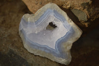 Polished One Side Blue Lace Agate Specimens x 6 From Nsanje, Malawi