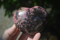 Polished Pink & Black Rhodonite Hearts  x 4 From Madagascar - Toprock Gemstones and Minerals 