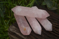 Polished Double Terminated Pink Rose Quartz Points  x 4 From Ambatondrazaka, Madagascar - TopRock