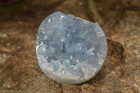 Polished Blue Celestite Geode Spheres  x 3 From Sakoany, Madagascar