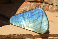 Polished Labradorite Standing Free Forms With Intense Blue & Gold Flash x 3 From Sakoany, Madagascar - TopRock