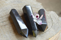 Polished Double Terminated Black Basalt Points  x 3 From Madagascar - TopRock