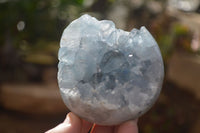 Polished Blue Celestite Geode Spheres  x 3 From Sakoany, Madagascar