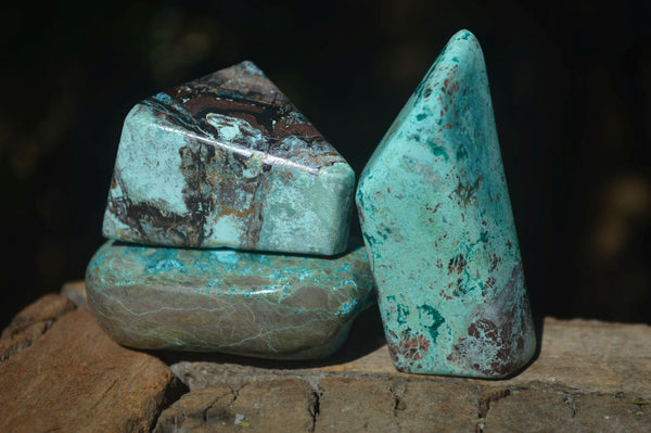 Polished Shattuckite & Chrysocolla Free Forms  x 12 From Kaokoveld, Namibia - Toprock Gemstones and Minerals 