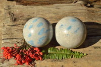 Polished Blue Spotted Spinel "Dalmatian Stone" Spheres x 2 From Madagascar - TopRock