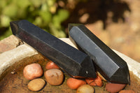 Polished Double Terminated Black Basalt Points  x 3 From Madagascar - TopRock