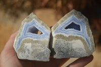 Polished One Side Blue Lace Agate Specimens x 6 From Nsanje, Malawi