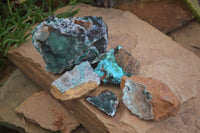 Natural Drusi Quartz Coated Malachite & Chrysocolla Specimens  x 5 From Likasi, Congo - Toprock Gemstones and Minerals 