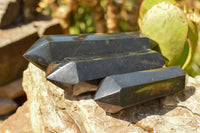 Polished Double Terminated Black Basalt Points  x 3 From Madagascar - TopRock