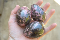 Polished Pink & Black Rhodonite Eggs & One Heart x 4 From Madagascar - TopRock