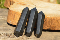 Polished Double Terminated Black Basalt Points  x 3 From Madagascar - TopRock