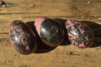 Polished Pink & Black Rhodonite Eggs & One Heart x 4 From Madagascar - TopRock