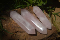 Polished Double Terminated Pink Rose Quartz Points  x 4 From Ambatondrazaka, Madagascar - TopRock