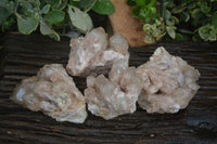 Natural Cascading White Phantom Smokey Quartz Clusters  x 4 From Luena, Congo - Toprock Gemstones and Minerals 