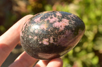 Polished Pink & Black Rhodonite Eggs & One Heart x 4 From Madagascar - TopRock