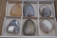 Polished Banded Agate Standing Free Forms  x 6 From West Coast, Madagascar