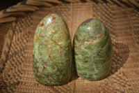 Polished  Green Chrysoprase Standing Free Forms  x 6 From Ambatondrazaka, Madagascar