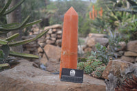 Polished Orange Twist Calcite Tower x 1 From Maevantanana, Madagascar