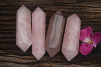 Polished Double Terminated Pink Rose Quartz Points  x 4 From Ambatondrazaka, Madagascar - TopRock