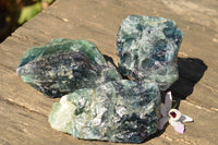 Natural Stone Sealed Watermelon Fluorite Cobbed Pieces  x 3 From Uis, Namibia - TopRock