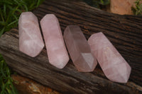 Polished Double Terminated Pink Rose Quartz Points  x 4 From Ambatondrazaka, Madagascar - TopRock