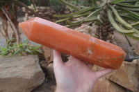 Polished Orange Twist Calcite Tower x 1 From Maevantanana, Madagascar