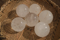 Polished Clear Quartz Crystal Balls x 6 From Madagascar