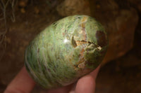 Polished  Green Chrysoprase Standing Free Forms  x 6 From Ambatondrazaka, Madagascar