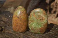 Polished  Green Chrysoprase Standing Free Forms  x 6 From Ambatondrazaka, Madagascar