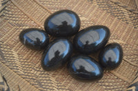 Polished Black Basalt Eggs  x 6 From Madagascar - Toprock Gemstones and Minerals 