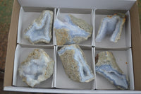 Natural Blue Lace Agate Geode Specimens  x 6 From Nsanje, Malawi - Toprock Gemstones and Minerals 