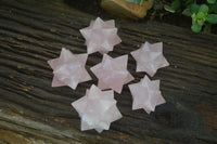 Polished Gemmy Rose Quartz Merkabah Stars x 6 From Madagascar