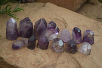 Polished Window Amethyst Point With Hints Of Smokey Quartz x 20 From Ankazobe, Madagascar