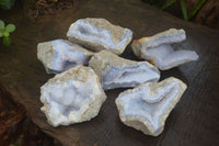 Natural Blue Lace Agate Geode Specimens  x 6 From Nsanje, Malawi - Toprock Gemstones and Minerals 