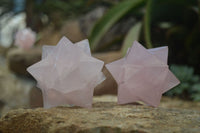 Polished Gemmy Rose Quartz Merkabah Stars x 6 From Madagascar