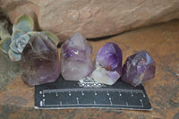 Polished Window Amethyst Point With Hints Of Smokey Quartz x 20 From Ankazobe, Madagascar