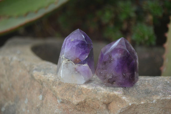 Polished Window Amethyst Point With Hints Of Smokey Quartz x 20 From Ankazobe, Madagascar