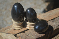 Polished Black Basalt Eggs  x 6 From Madagascar - Toprock Gemstones and Minerals 